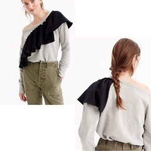 Jcrew Asymmetrical Ruffle Sweatshirt